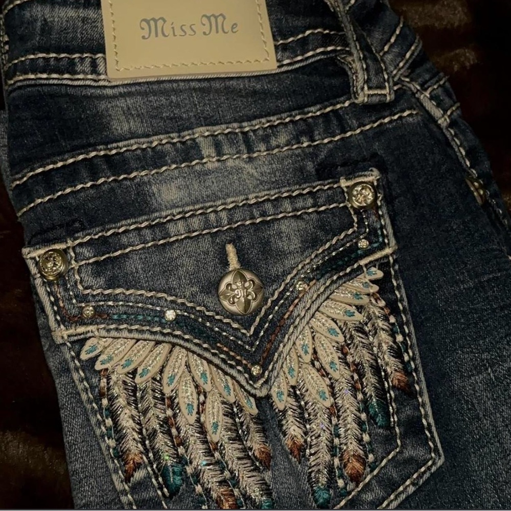 Miss Me Dark Blue Jeans with Embroidery